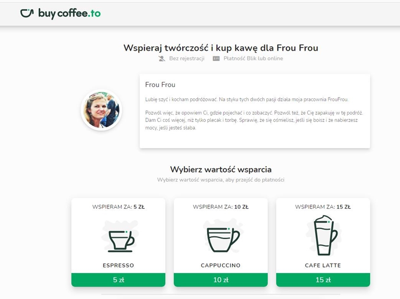 Forma wsparcia twórcy - postaw kawę