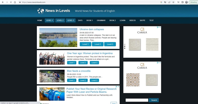 Aplikacje do nauki angielskiego - News in levels