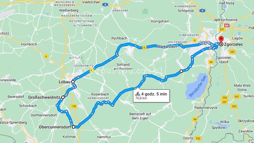Plan dojazdu do Obercunnersdorf