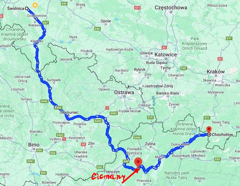 Trasa Świdnica - Cicmany - Chochołów