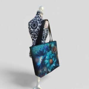 Anuszka, niebieska torba na zakupy w kwiaty